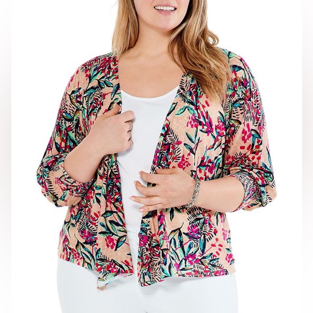 NIC+ZOE Cherry Blossom Linen blend Cardigan